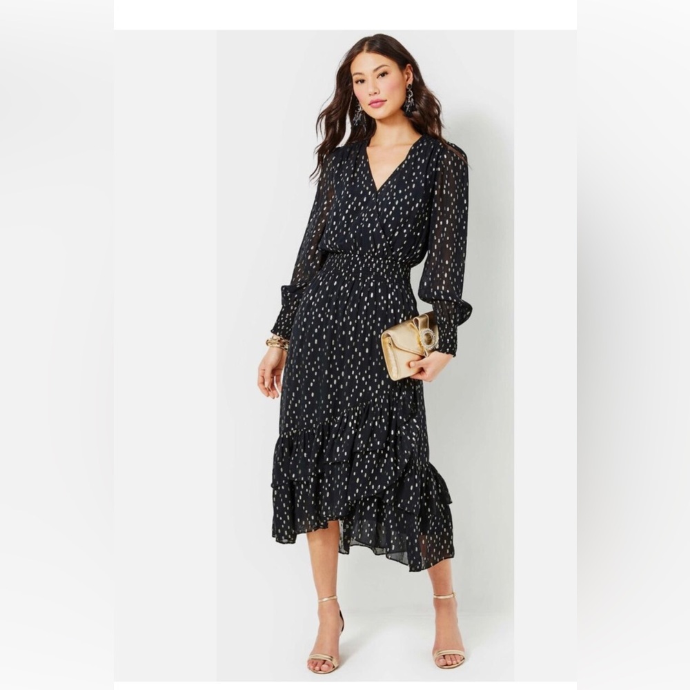 NWT Lilly Pulitzer Cristina midi dress in Onyx metallic